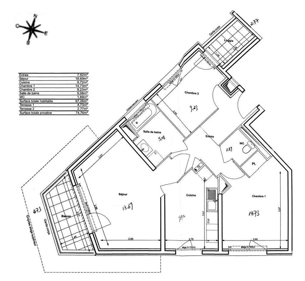 appartement 3 pièces en vente sur ROMAINVILLE (93230) - Plus de details